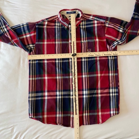 Tommy Hilfiger Y2K Mens Red/Blue XL‎ Plaid Flannel Button Down Shirt - Picture 3 of 9